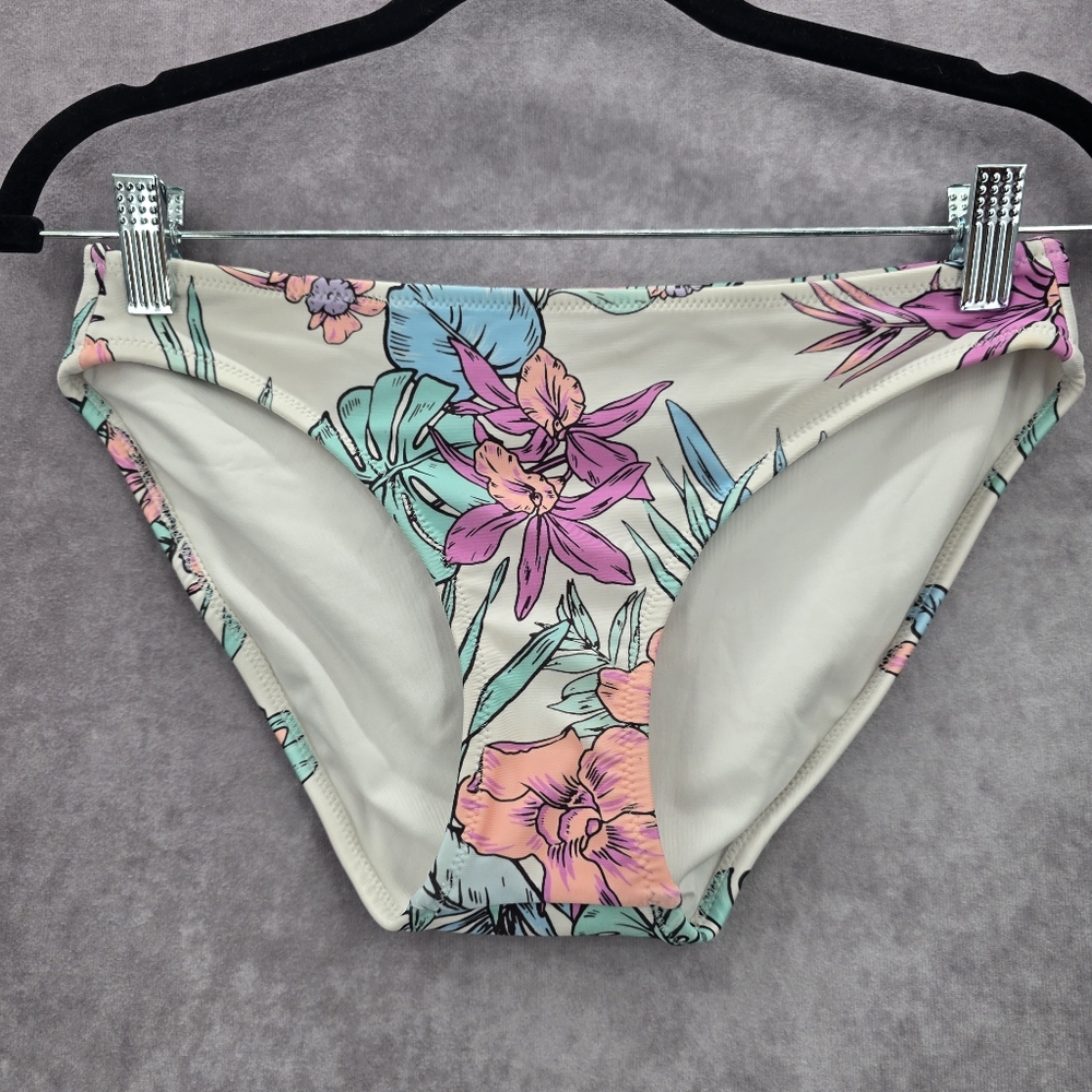 No‎ Boundaries White Floral Bikini Bottom Swimwear Small 3-5